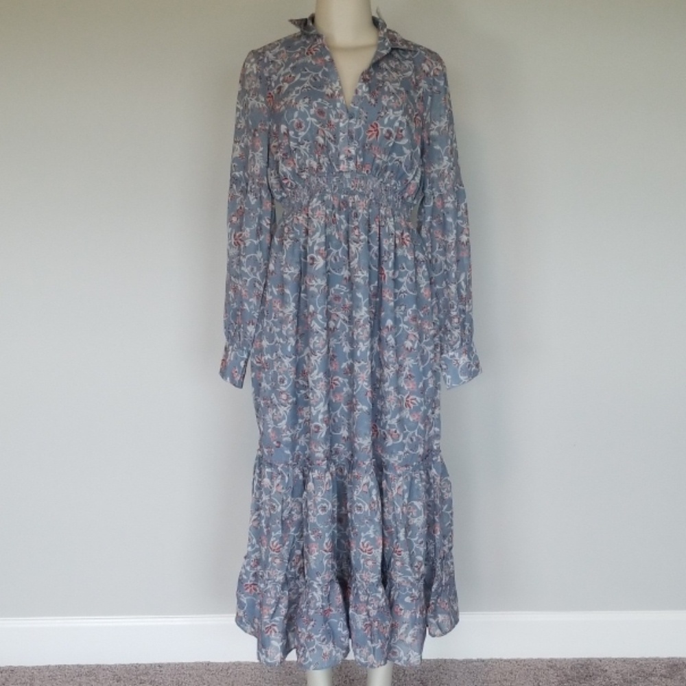 A Pead in the Pod blue floral tiered maxi dress-S